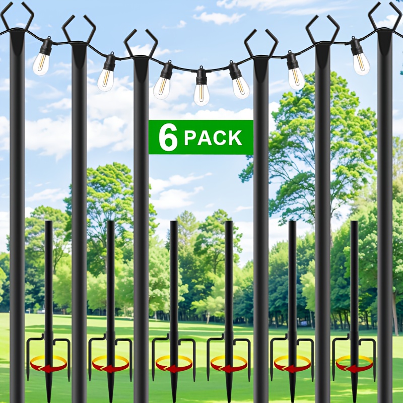 Christmas Lights Outdoor - 6pcs Metal Light Poles, 8.9ft Metal