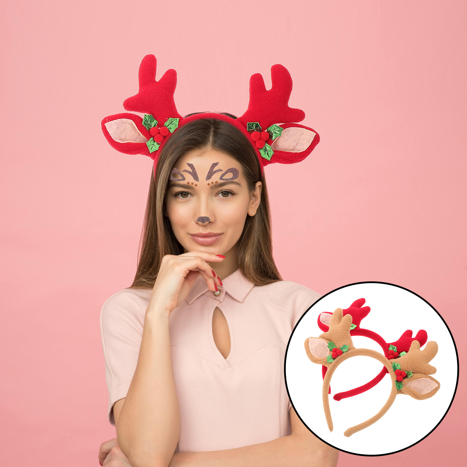 Reindeer Antlers Headband - 4Pcs Reindeer Antler Headband for Christmas