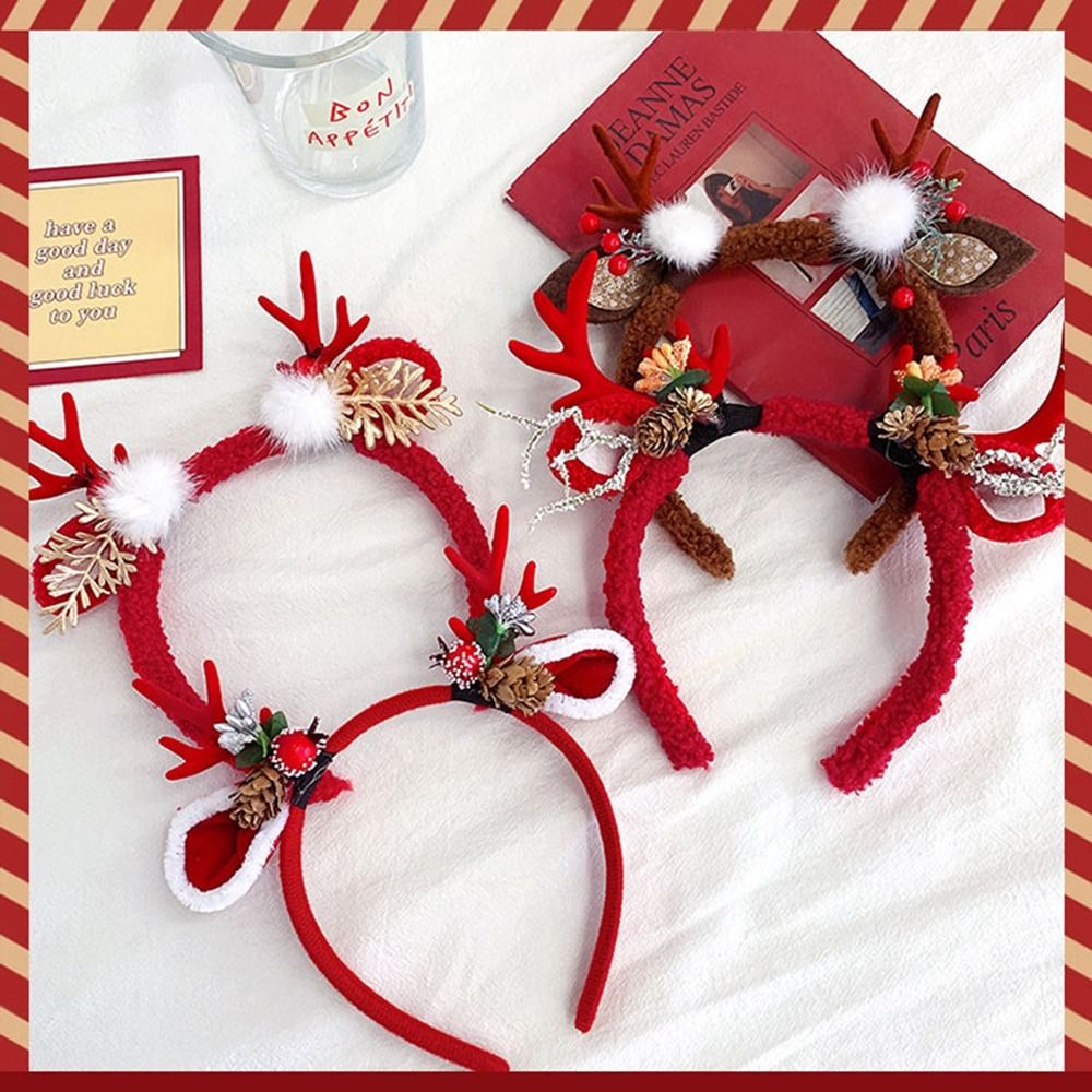 Cute Christmas Decoration Chri - Reindeer Antlers Headband ulasan dan harga
