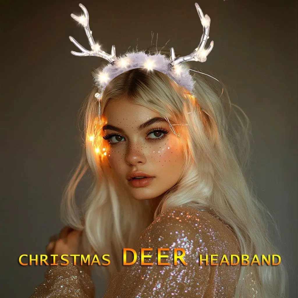 Glowing Clear Christmas Deer F - Reindeer Antlers Headband ulasan dan harga