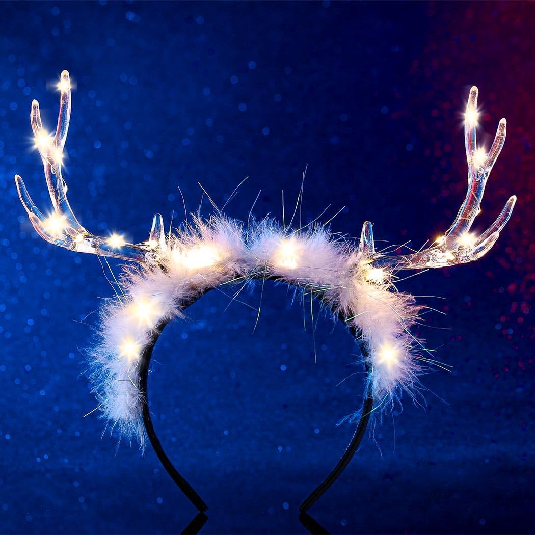 Glowing Clear Christmas Deer F - Reindeer Antlers Headband ulasan dan harga
