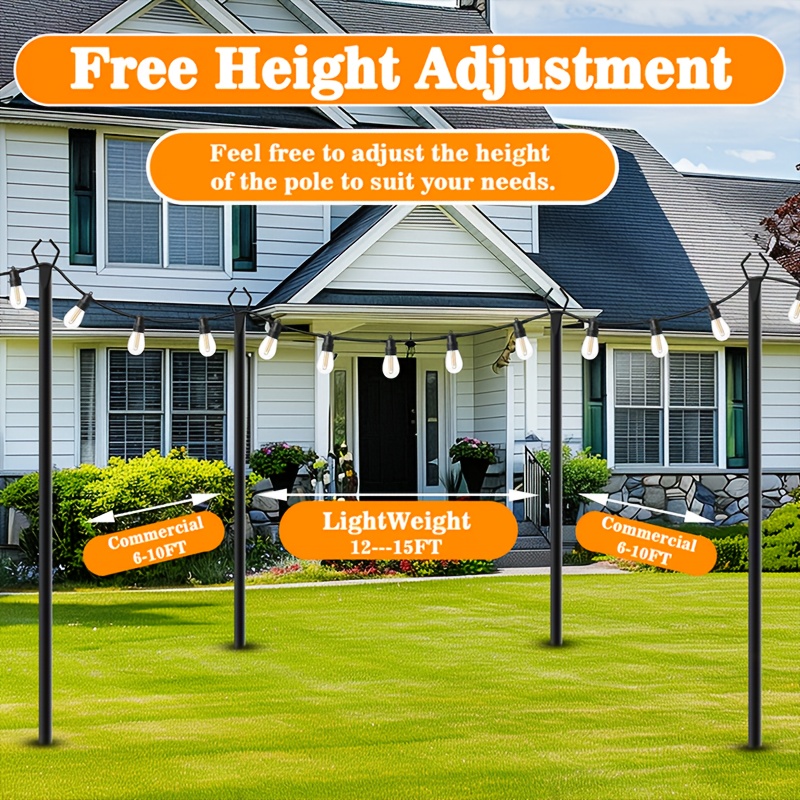 6pcs Metal Light Poles, 8.9ft  - Christmas Lights Outdoor ulasan dan harga